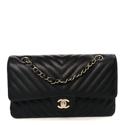 Chanel Caviar Chevron Quilted Medium Double Flap Black 1 of 11