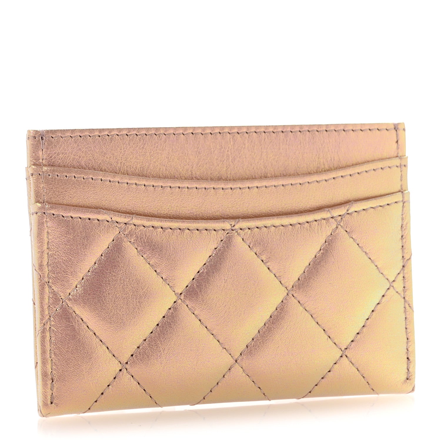 Chanel Iridescent Calfskin Quilted Card Holder Pink 3 of 9