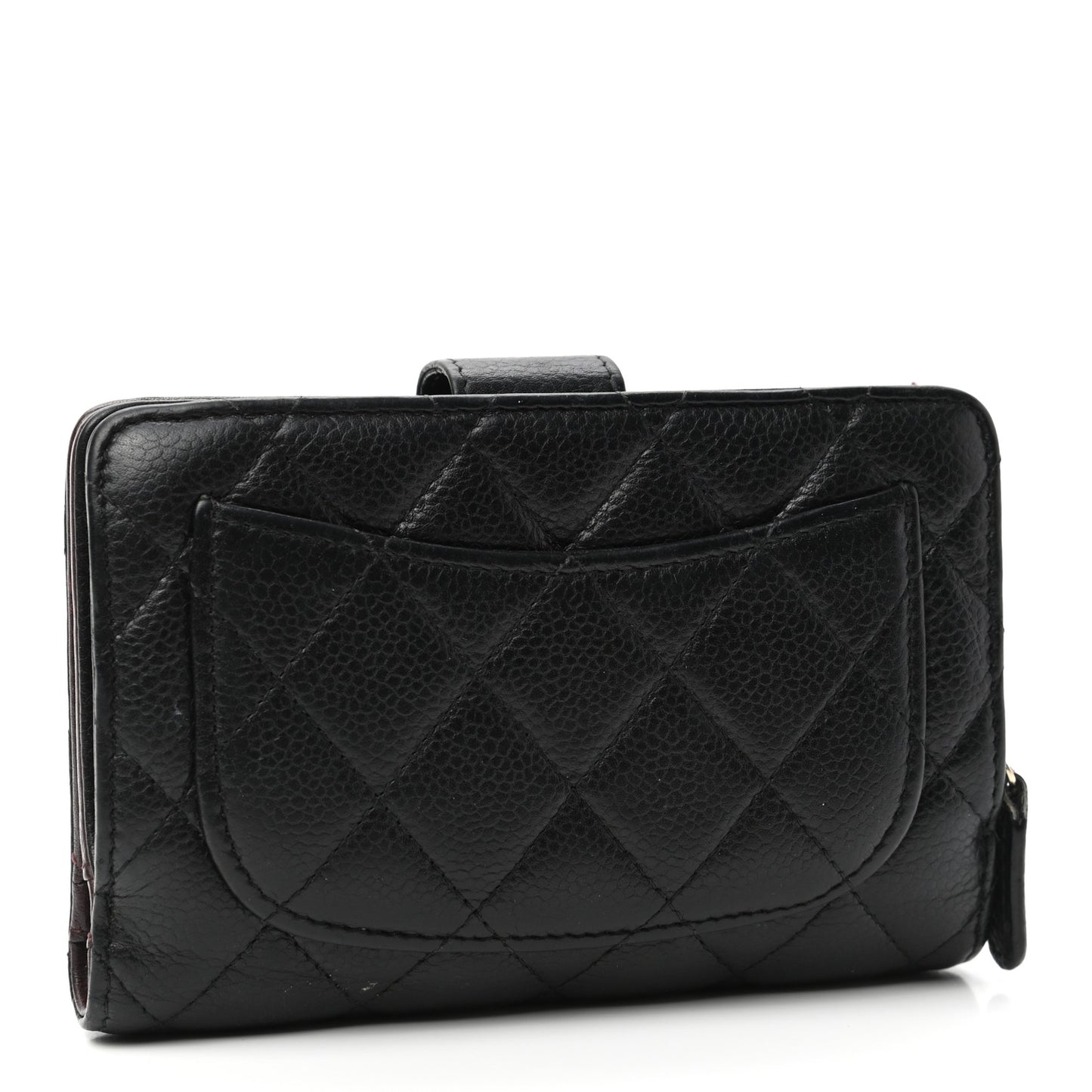 Caviar Quilted Zipped Pocket Wallet Black