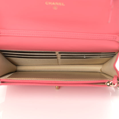 Chanel Lambskin Quilted CC Pearl Crush Wallet on Chain WOC Pink 4 of 11
