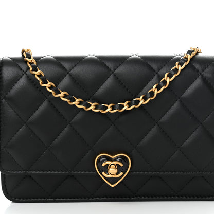 Chanel Lambskin Plexiglass Quilted Coco Love Wallet On Chain WOC Black 9 of 12