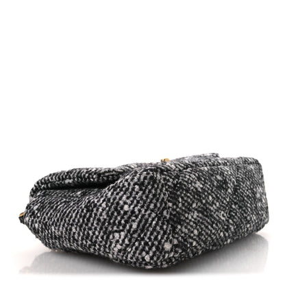 Chanel Tweed Quilted Medium Chanel 19 Flap Black White 4 of 12