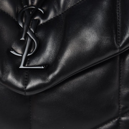 Saint Laurent Lambskin Quilted Medium Loulou Puffer Monogram Chain Satchel Black 15 of 17