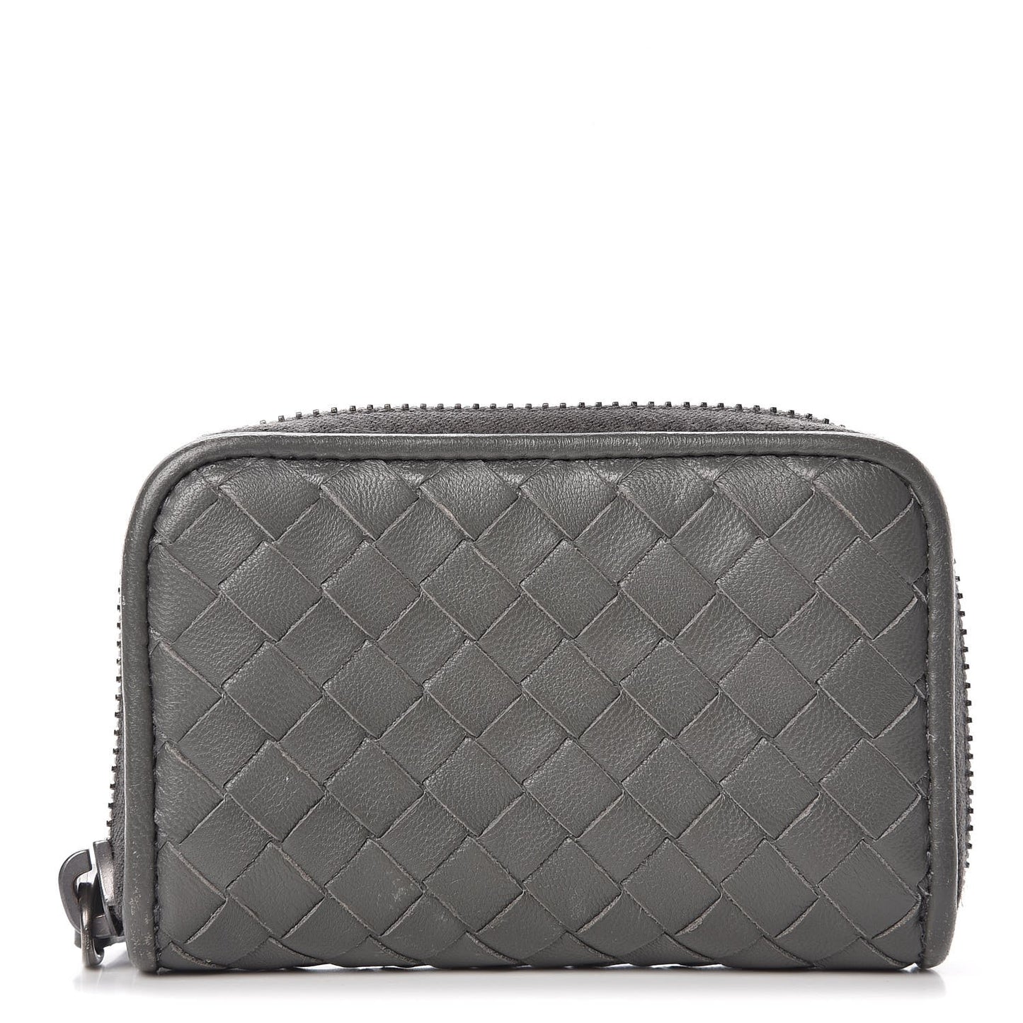 Nappa Intrecciato Zip Around Coin Purse Light Grey