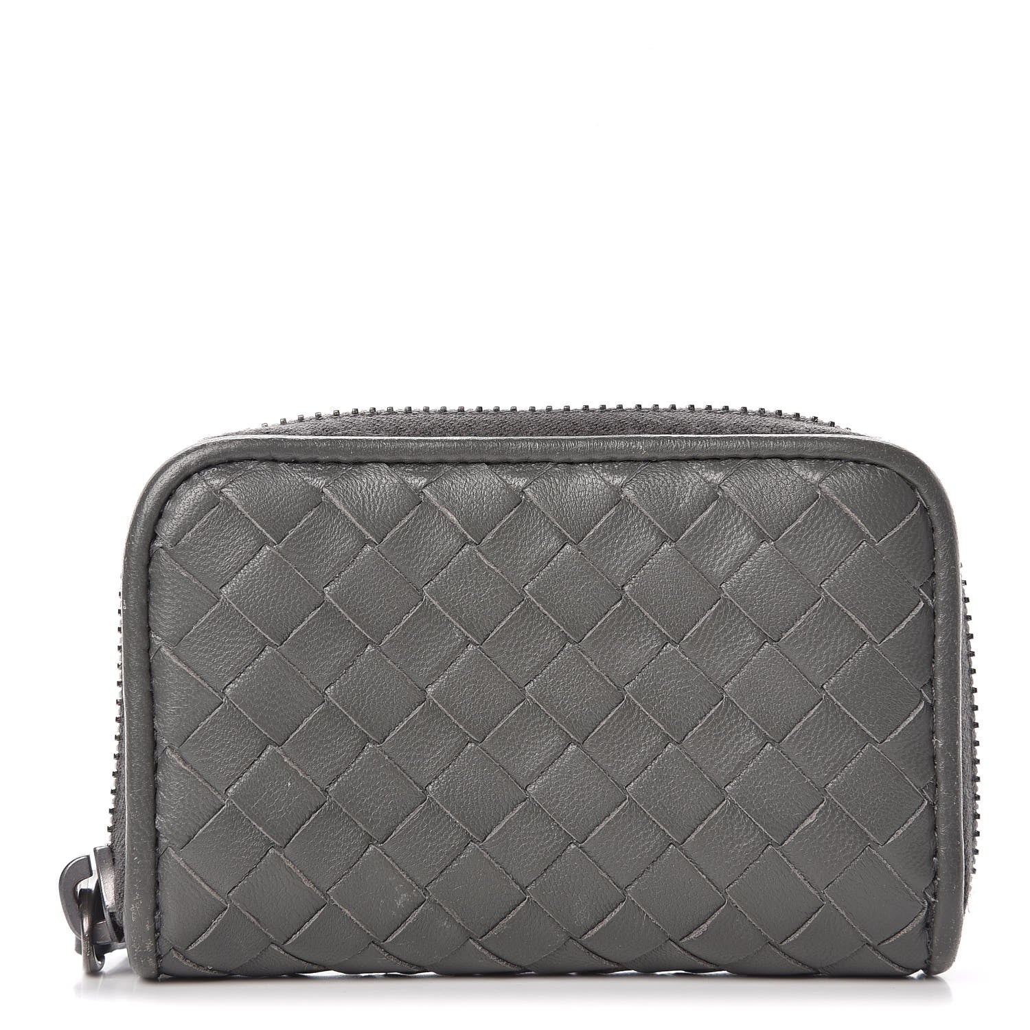 Bottega Veneta Nappa Intrecciato Zip Around Coin Purse Light Grey 1 of 15