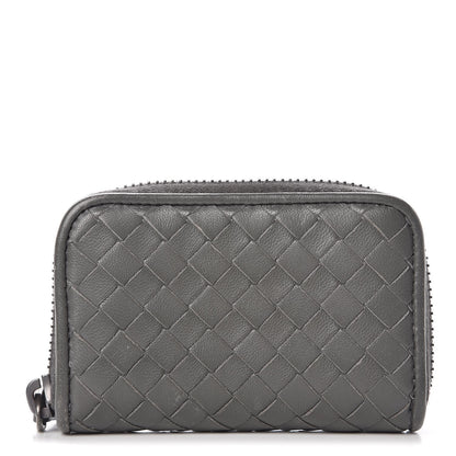 Bottega Veneta Nappa Intrecciato Zip Around Coin Purse Light Grey 1 of 15