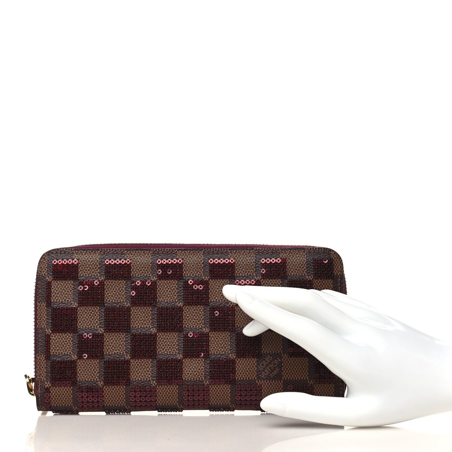 Damier Paillettes Zippy Wallet Red