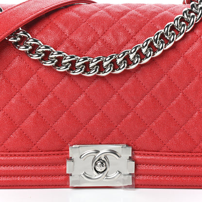 Chanel Caviar Quilted Medium Boy Flap Red 8 of 10