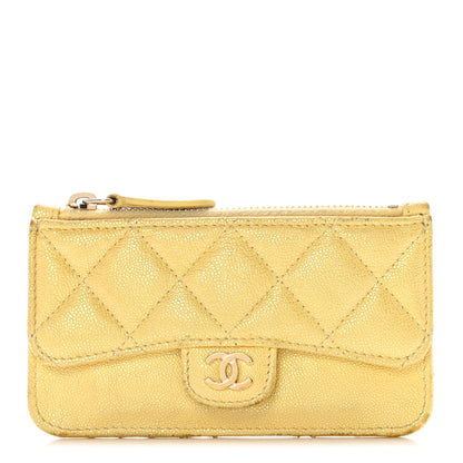 Chanel Iridescent Caviar Quilted Flap Zip Card Holder Yellow 1 of 10