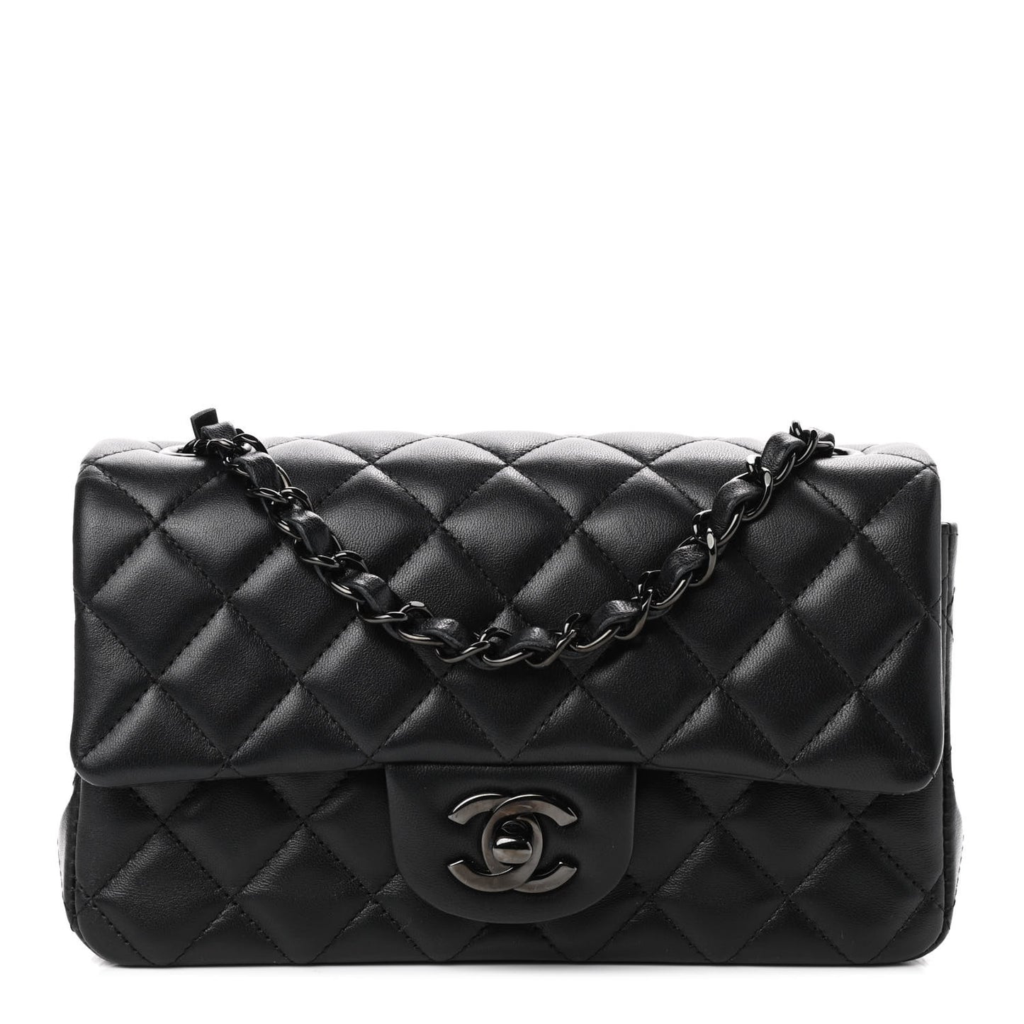 Lambskin Quilted Mini Rectangular Flap So Black