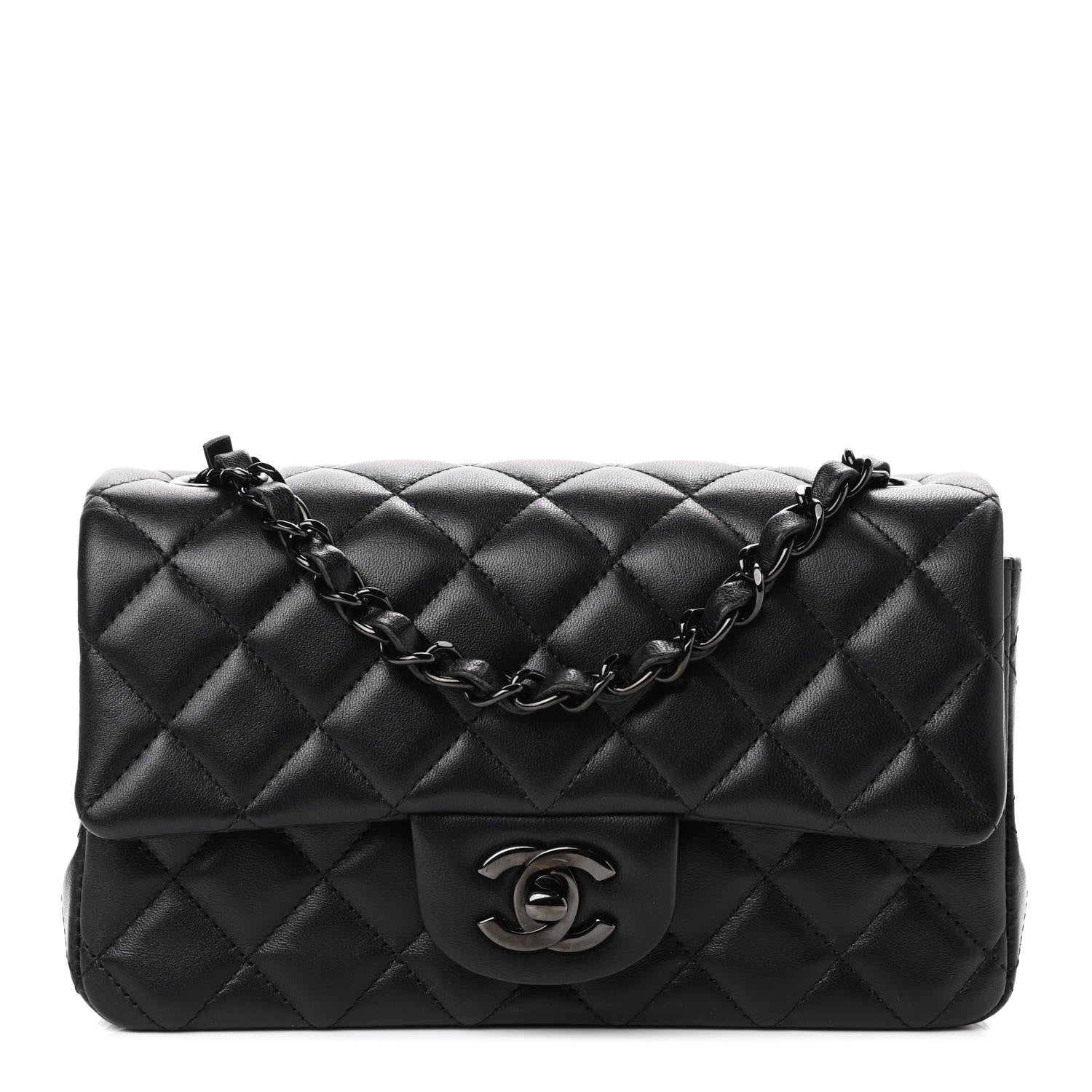 Chanel Lambskin Quilted Mini Rectangular Flap So Black 1 of 9