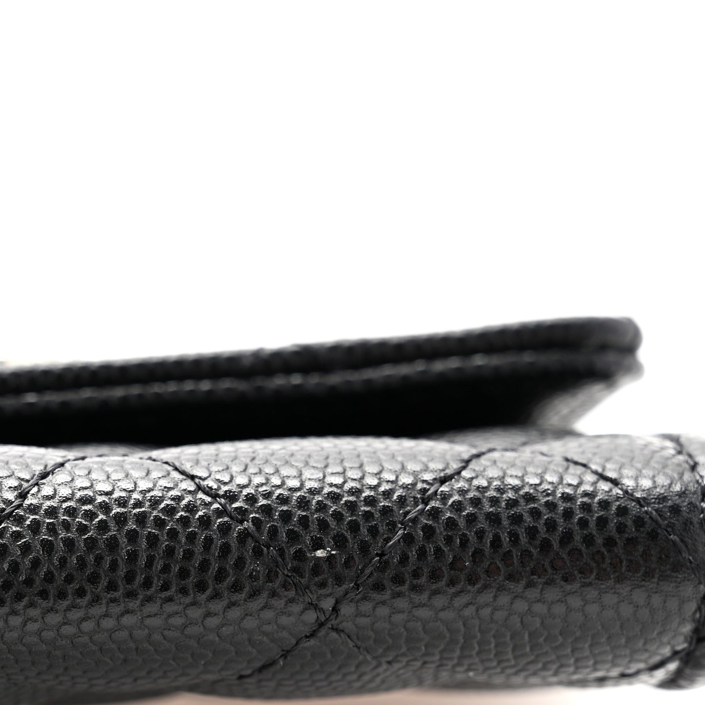 Shiny Caviar Enamel Quilted CC Flap Card Holder Black