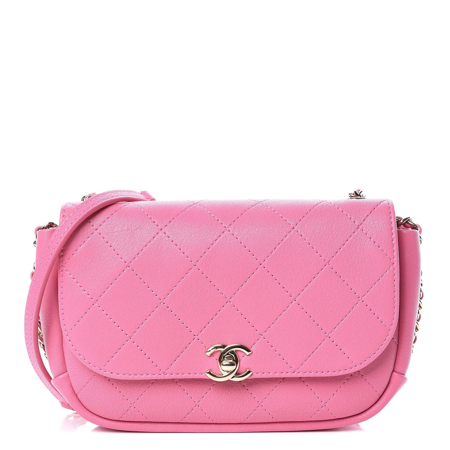 Lambskin Stitched CC Day Flap Bag Pink