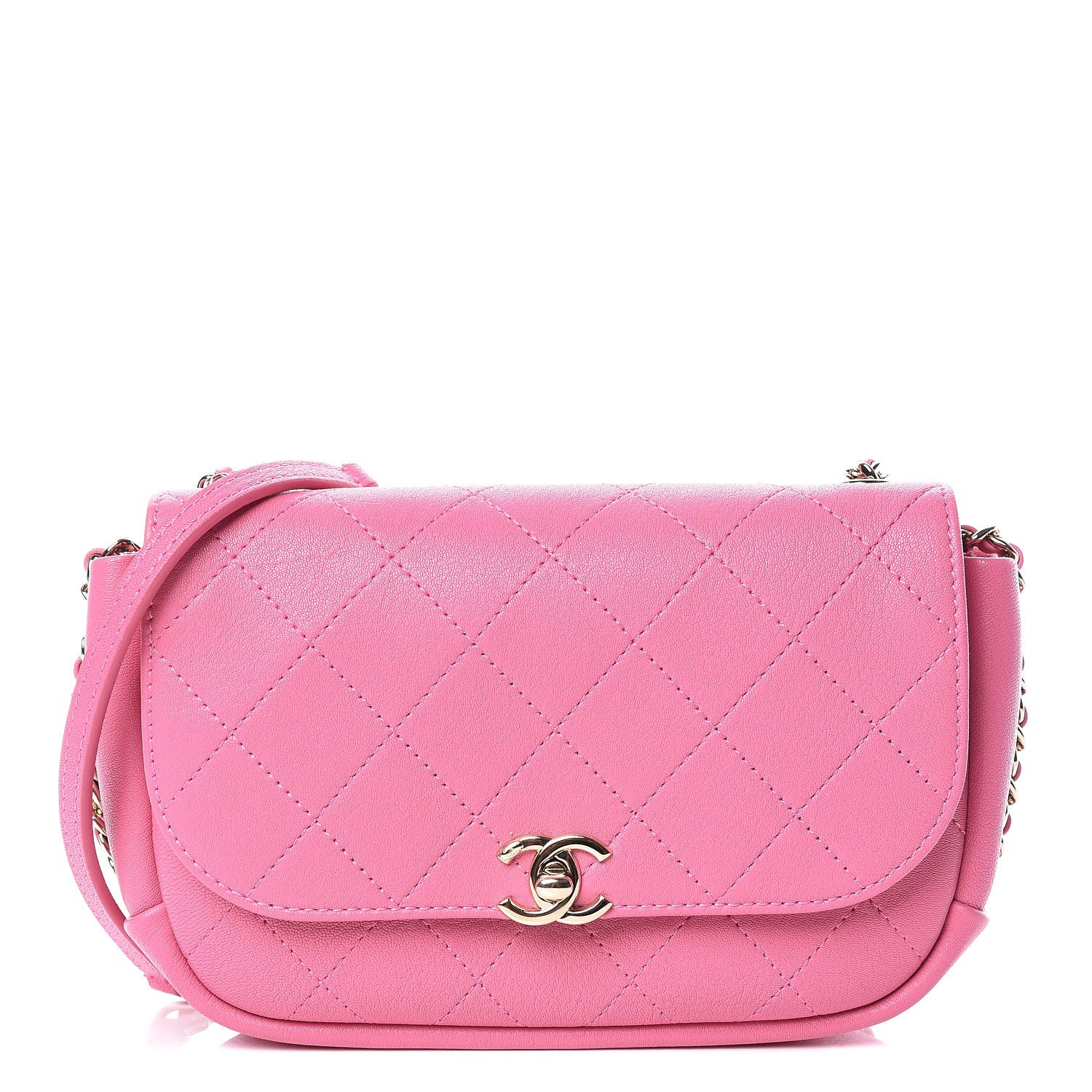 Chanel Lambskin Stitched CC Day Flap Bag Pink 1 of 10