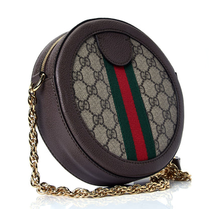 Gucci GG Supreme Monogram Web Mini Ophidia Round Shoulder Bag Brown 2 of 4
