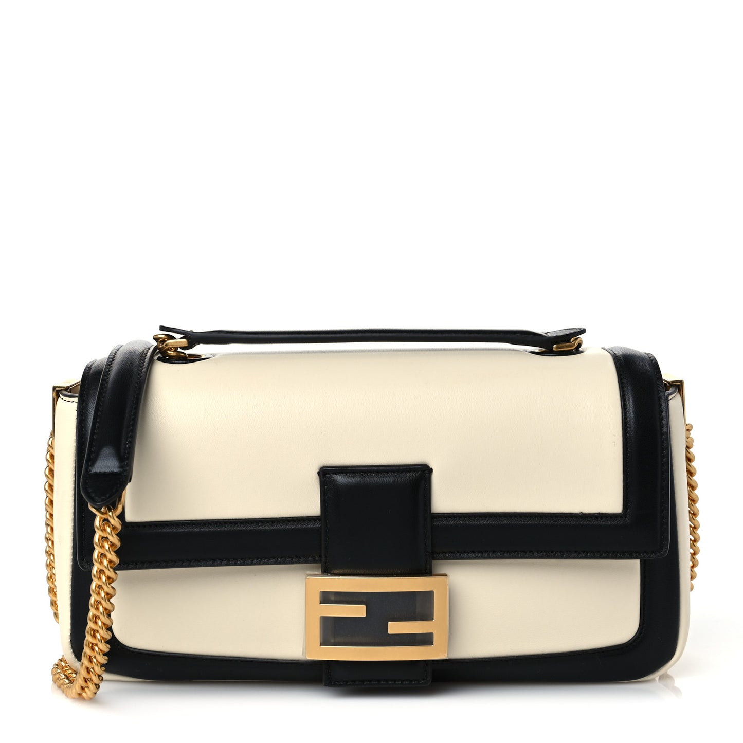 Nappa Apolo Bi-Color Chain Baguette Uovo Black