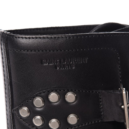 Saint Laurent Smooth Calfskin Studded Strap Rangers Boots 37 Black 7 of 11
