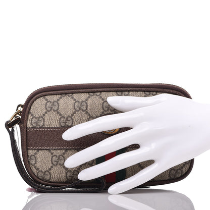 Gucci GG Supreme Monogram Ophidia Phone Case Wristlet Brown 2 of 12