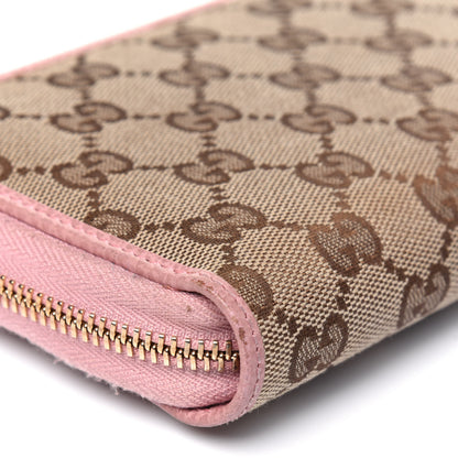 Gucci Monogram Dollar Calfskin Zip Around Compact Wallet Beige Ebony Soft Pink 11 of 17