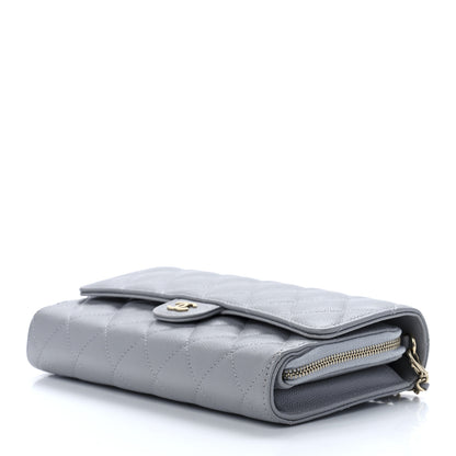Chanel Caviar Quilted Phone Holder Wallet on Removable Chain Grey 11 of 13