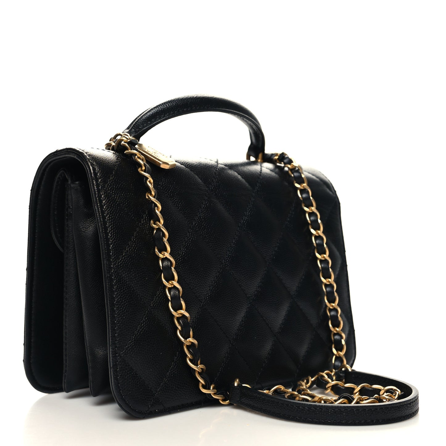 Caviar Quilted Mini Top Handle Flap Black