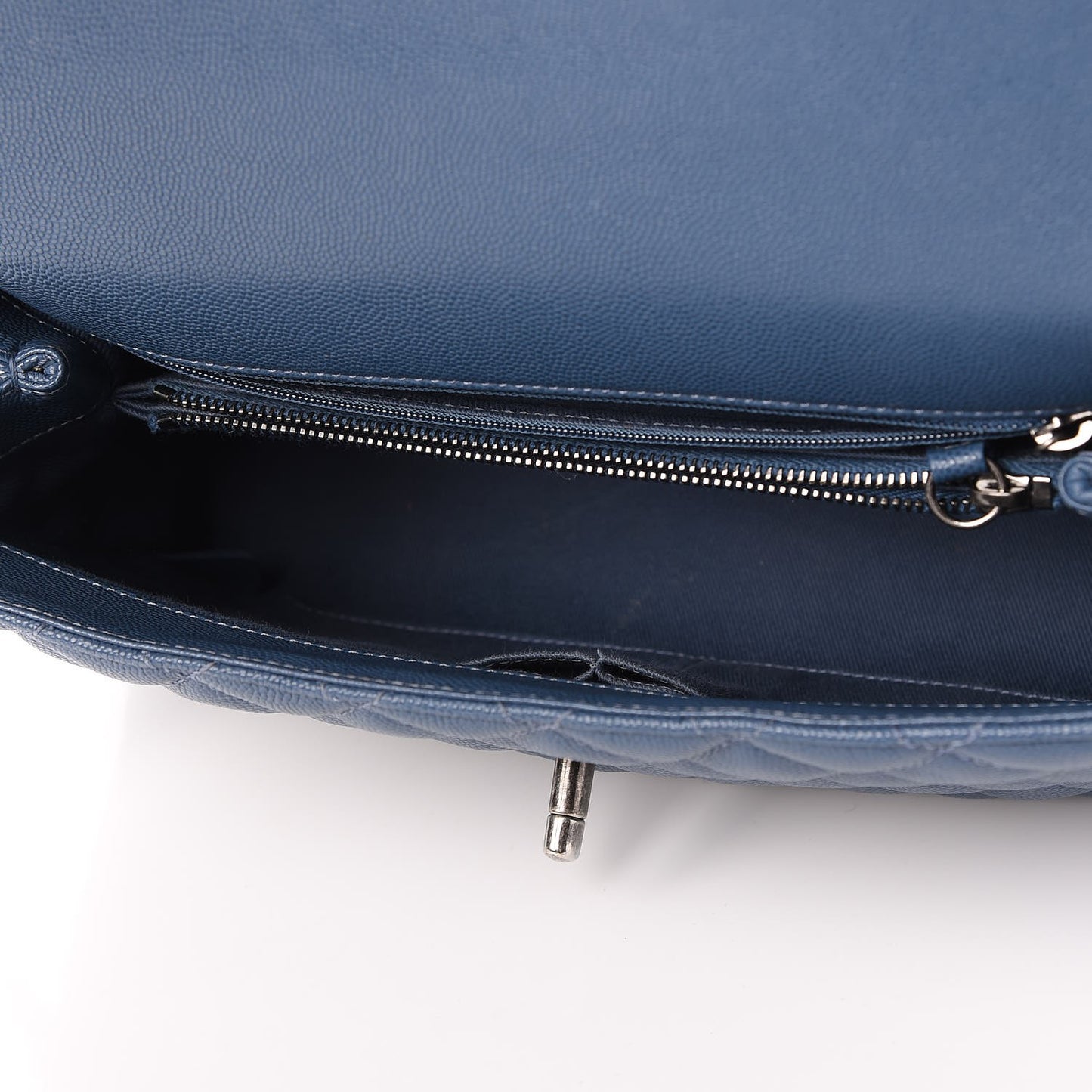 Caviar Quilted Small Coco Handle Flap Blue