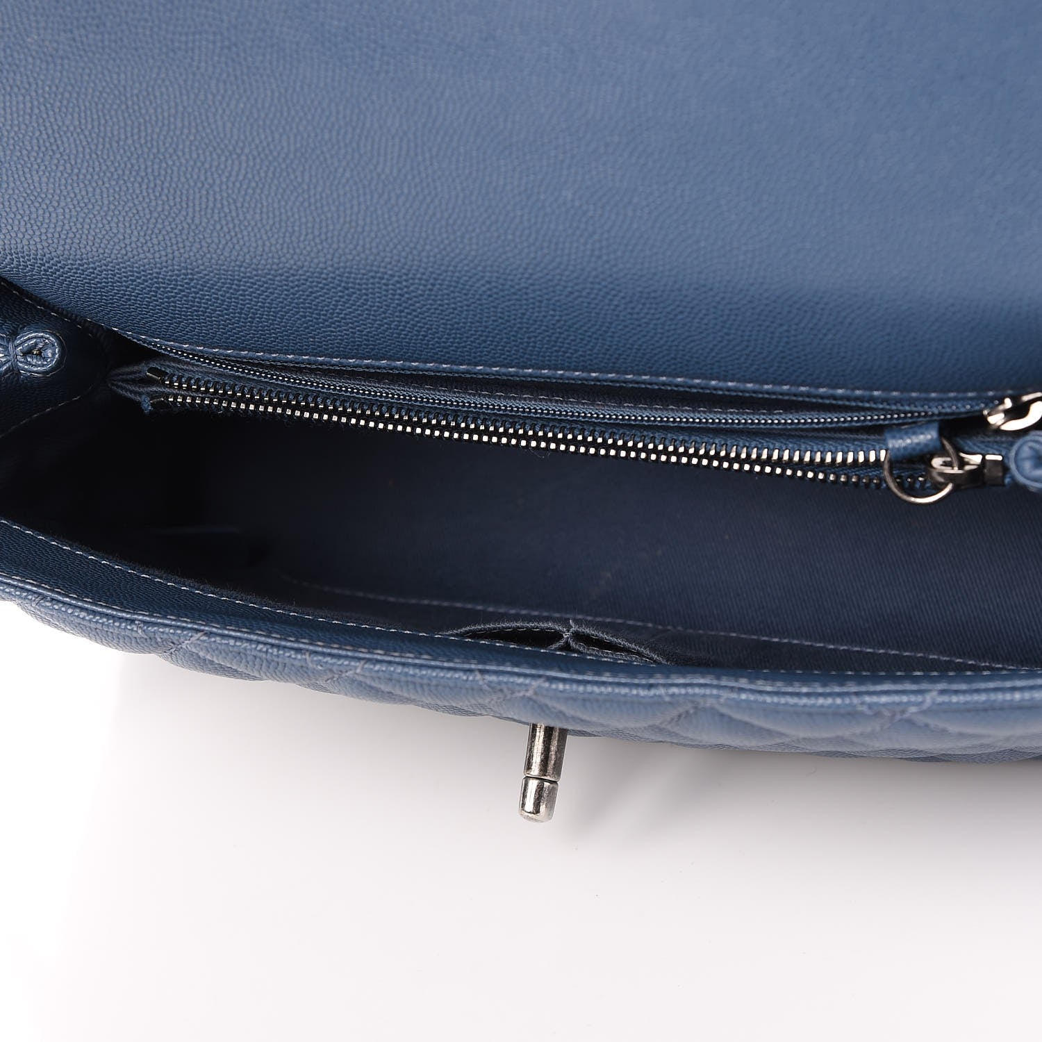 Chanel Caviar Quilted Small Coco Handle Flap Blue 5 of 7