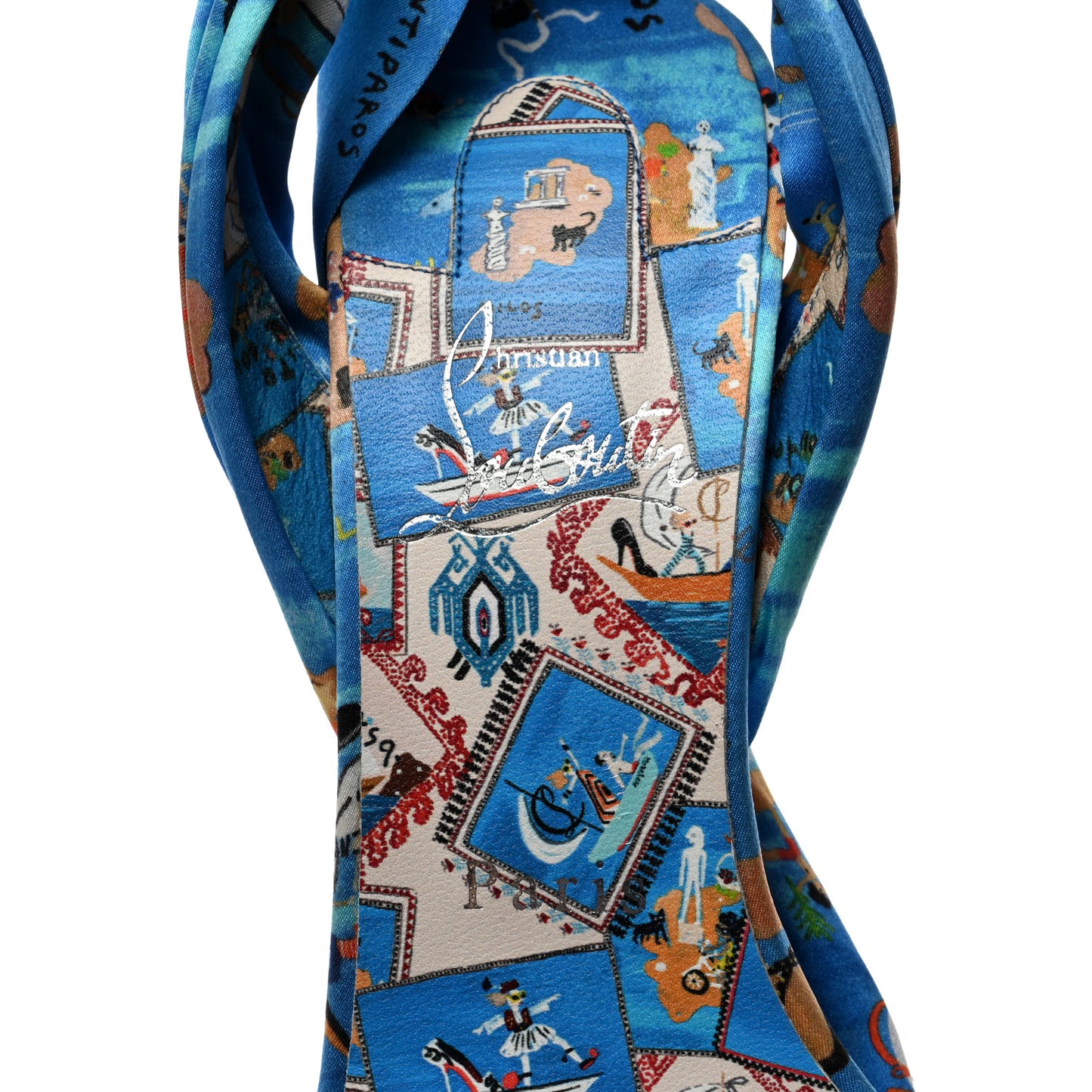 Crepe Satin Greekaba Du Desert 100 Sandal 37 Blue Multicolor