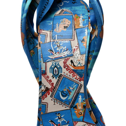 Christian Louboutin Crepe Satin Greekaba Du Desert 100 Sandal 37 Blue Multicolor 6 of 8