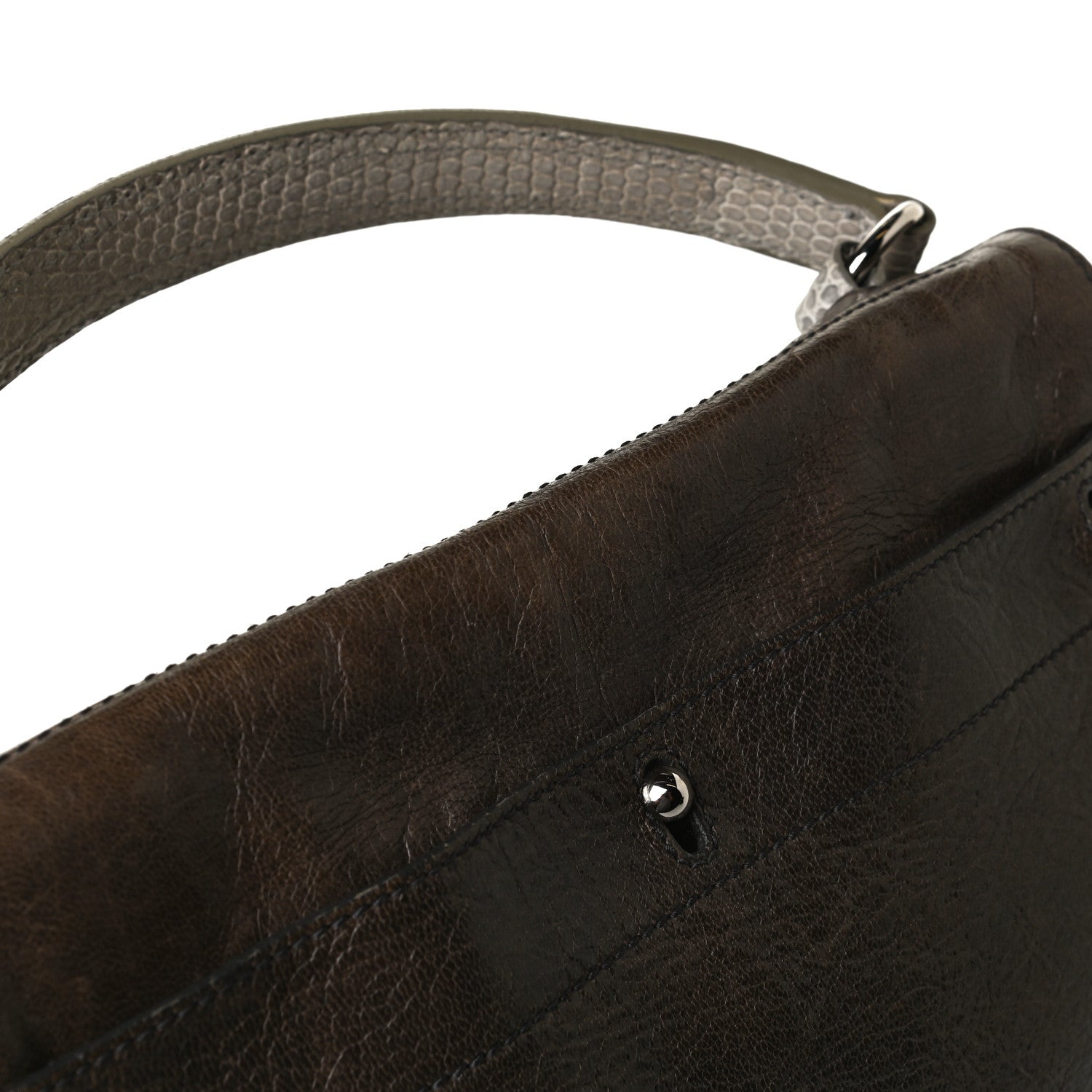 Saint Laurent Calfskin Lizard Embossed Medium Muse Two Brown 34 of 36