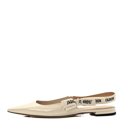 Christian Dior Patent Ribbon J'Adior Slingback Ballet Flats 41 Off White 1 of 8