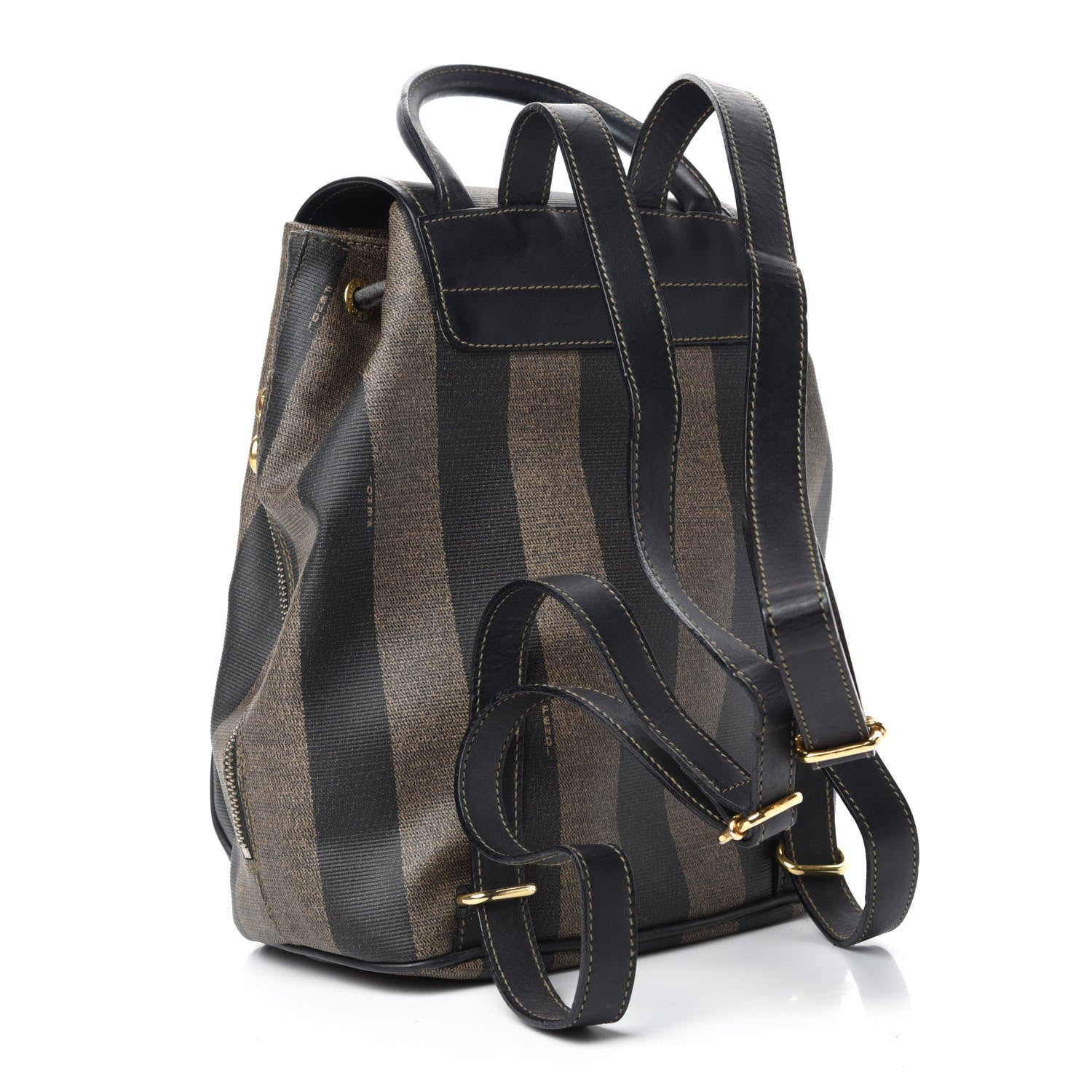 Fendi Coated Canvas Pequin Drawstring Backpack Tobacco 3 of 9