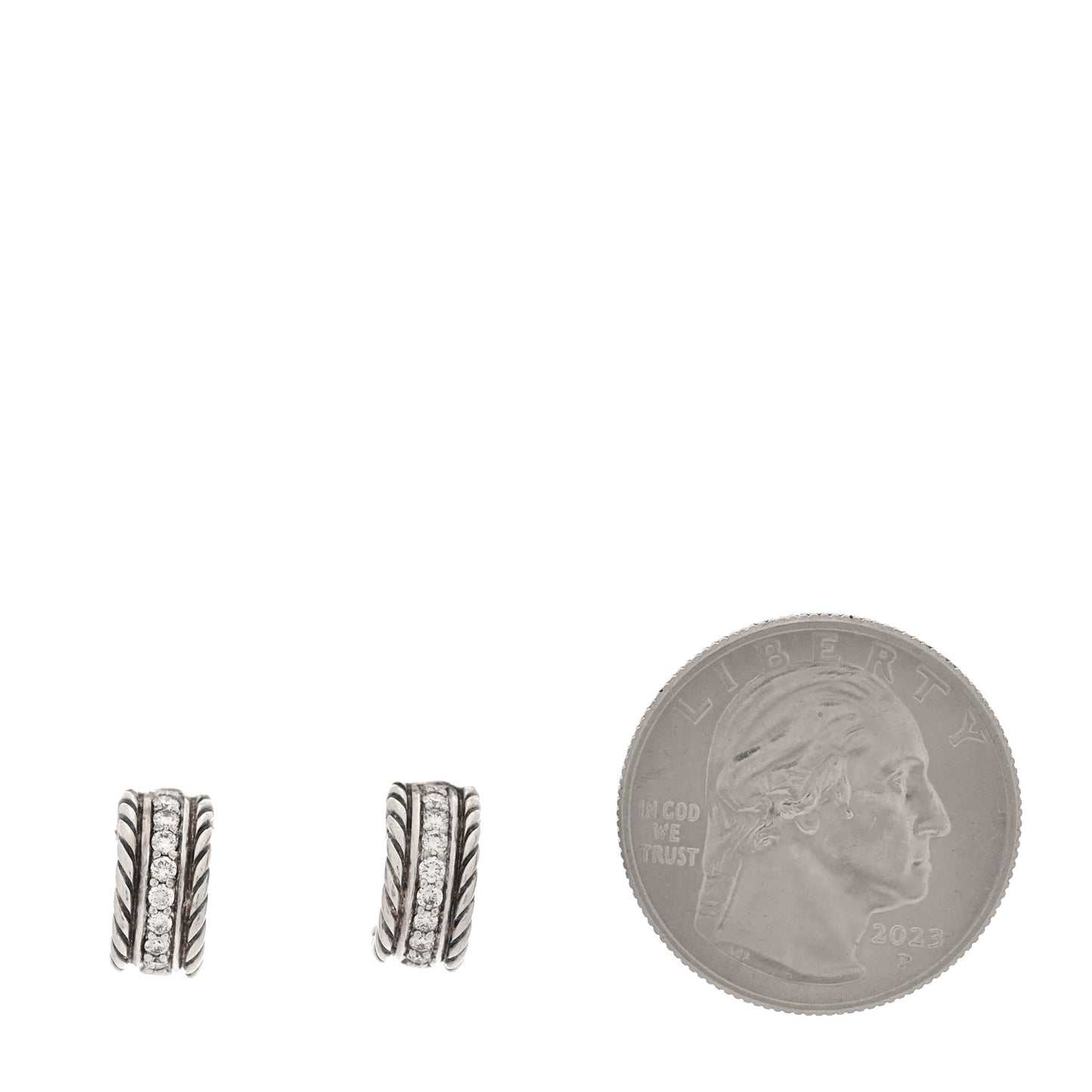 Sterling Silver Diamond 12mm Cable Hoop Earrings