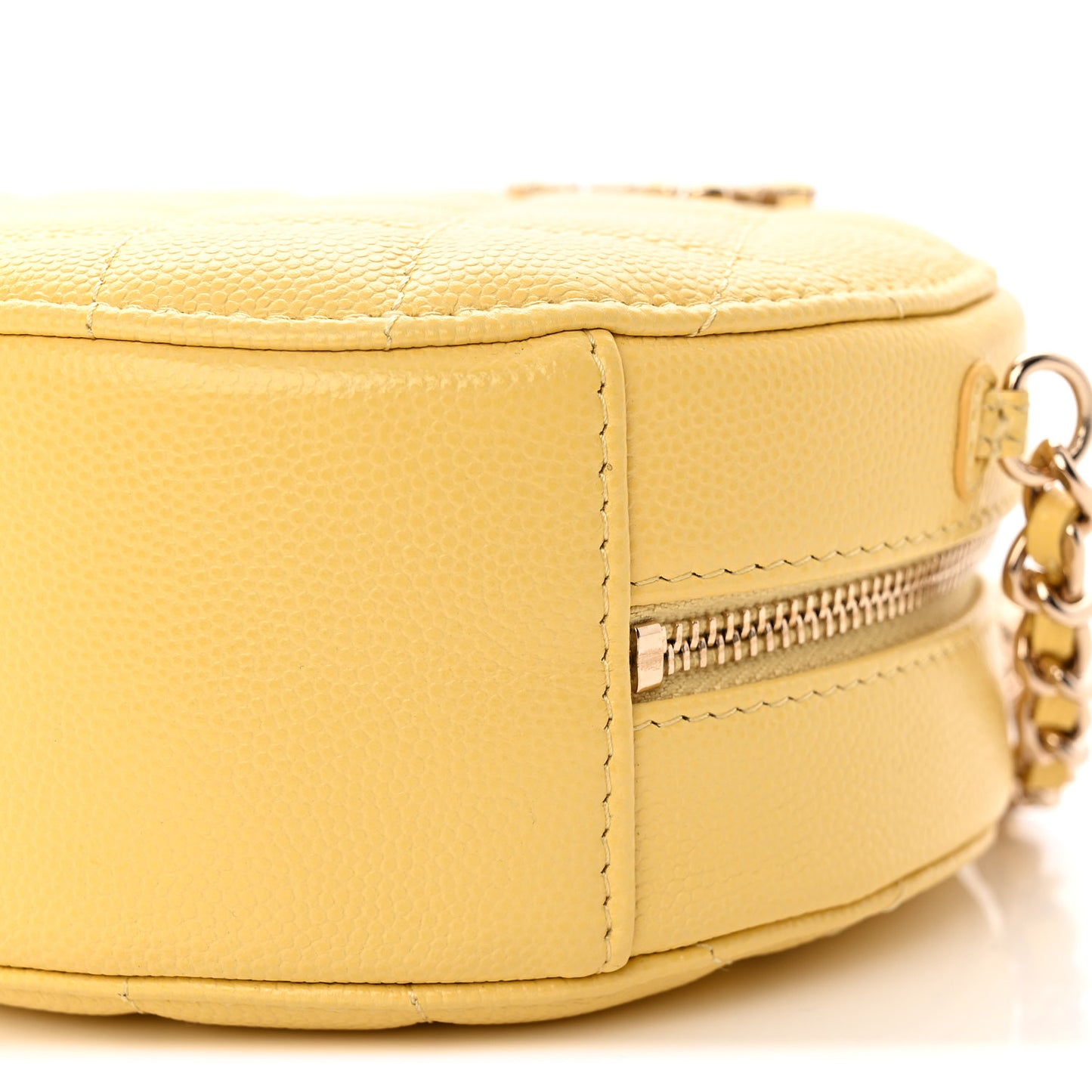 Caviar Quilted Gripoix CC Round Clutch With Chain Yellow