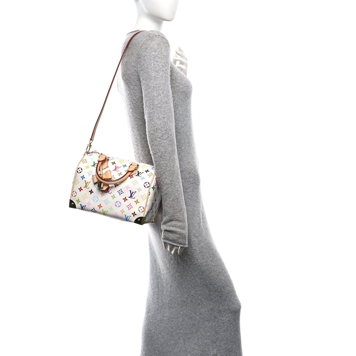 LV X TM Monogram Multicolor Speedy Bandouliere 25 White