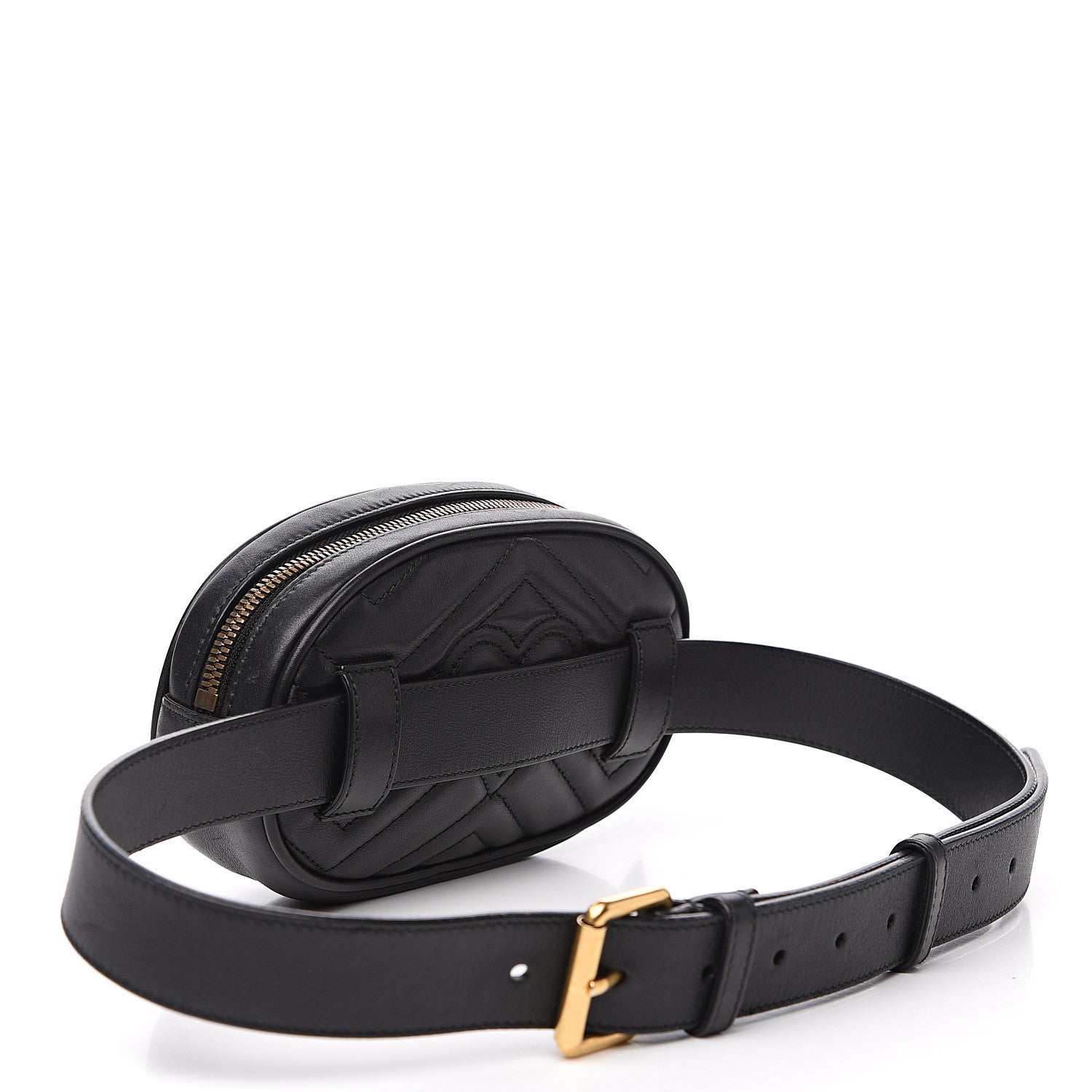 Gucci Calfskin Matelasse GG Marmont Belt Bag 85 34 Black 3 of 12