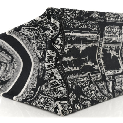 Christian Dior Canvas Embroidered Medium Plan De Paris Book Tote Black White 9 of 11