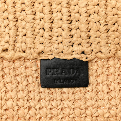 Prada Yarn Raffia Effect Crochet Embroidered Logo Tote Naturale 6 of 9