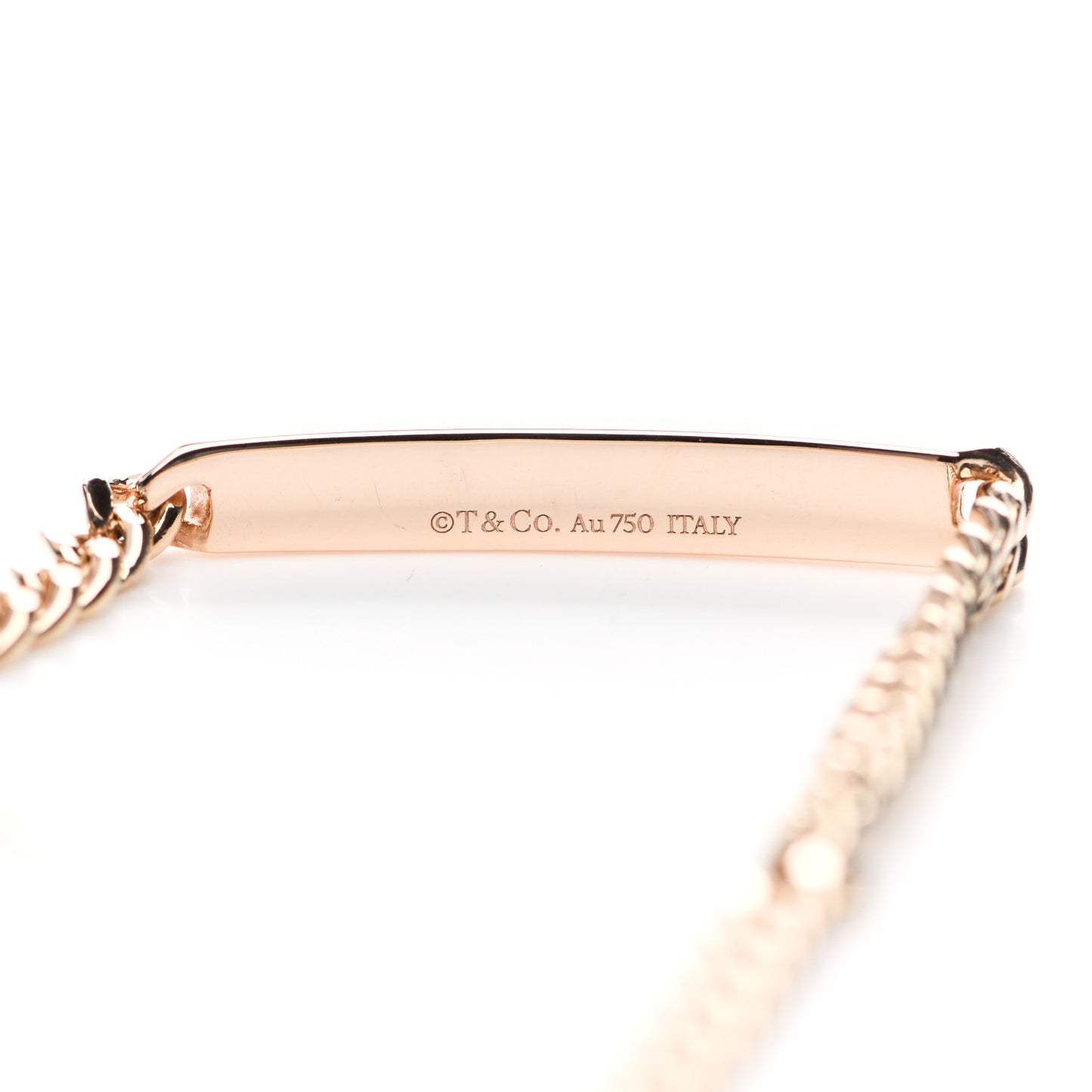 18K Rose Gold Diamond Micro Link ID Chain Bracelet