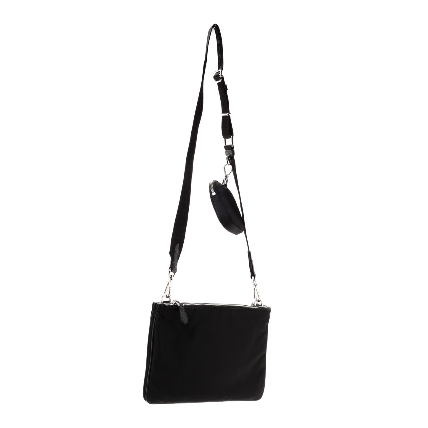 Re-Nylon Saffiano Re-Edition 2000 Double Zip Crossbody Bag Black