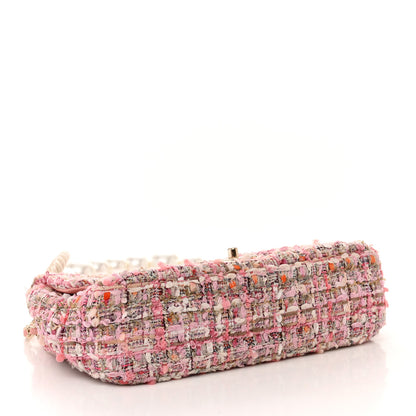 Chanel Tweed Medium Pearl Handle Flap Pink Beige Orange Ecru 4 of 9
