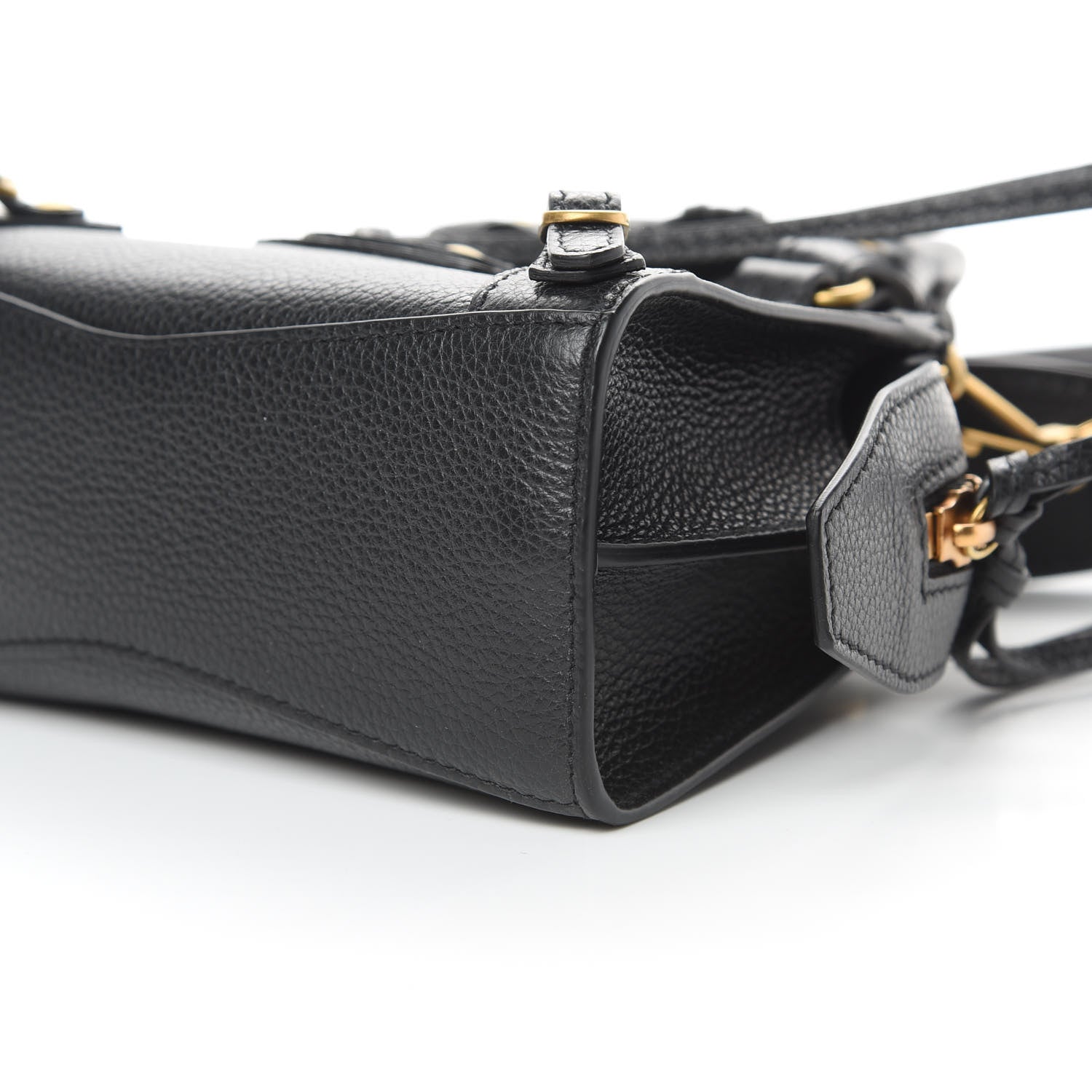 Balenciaga Grained Calfskin Neo Classic Gold Hardware Nano City Crossbody Black 10 of 11
