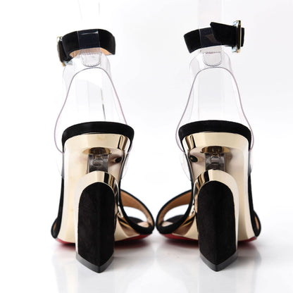 Christian Louboutin Veau Velours PVC Levitallo 100 Sandals 37.5 Black 5 of 9