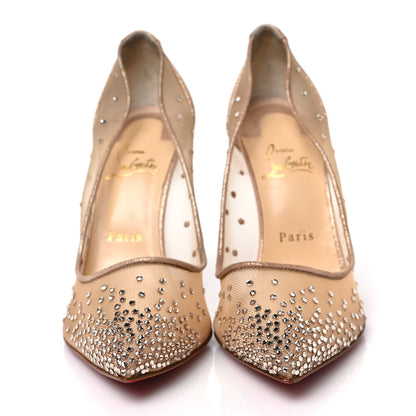 Christian Louboutin CHRISTIAN LOUBOUTIN Rete Glitter Mini Specchio Strass Follies 100 Pumps 40.5 Nude 2 of 7