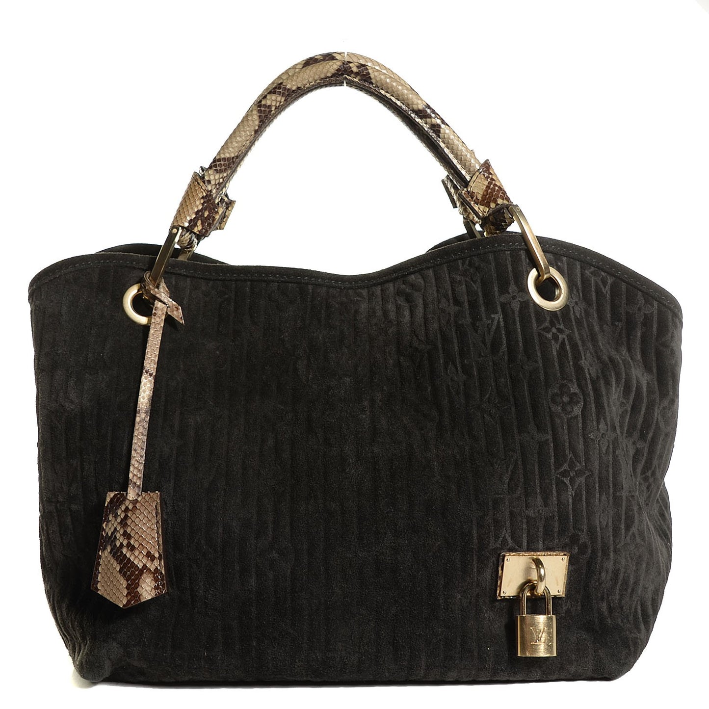 Monogram Suede Embossed Whisper PM Kohl
