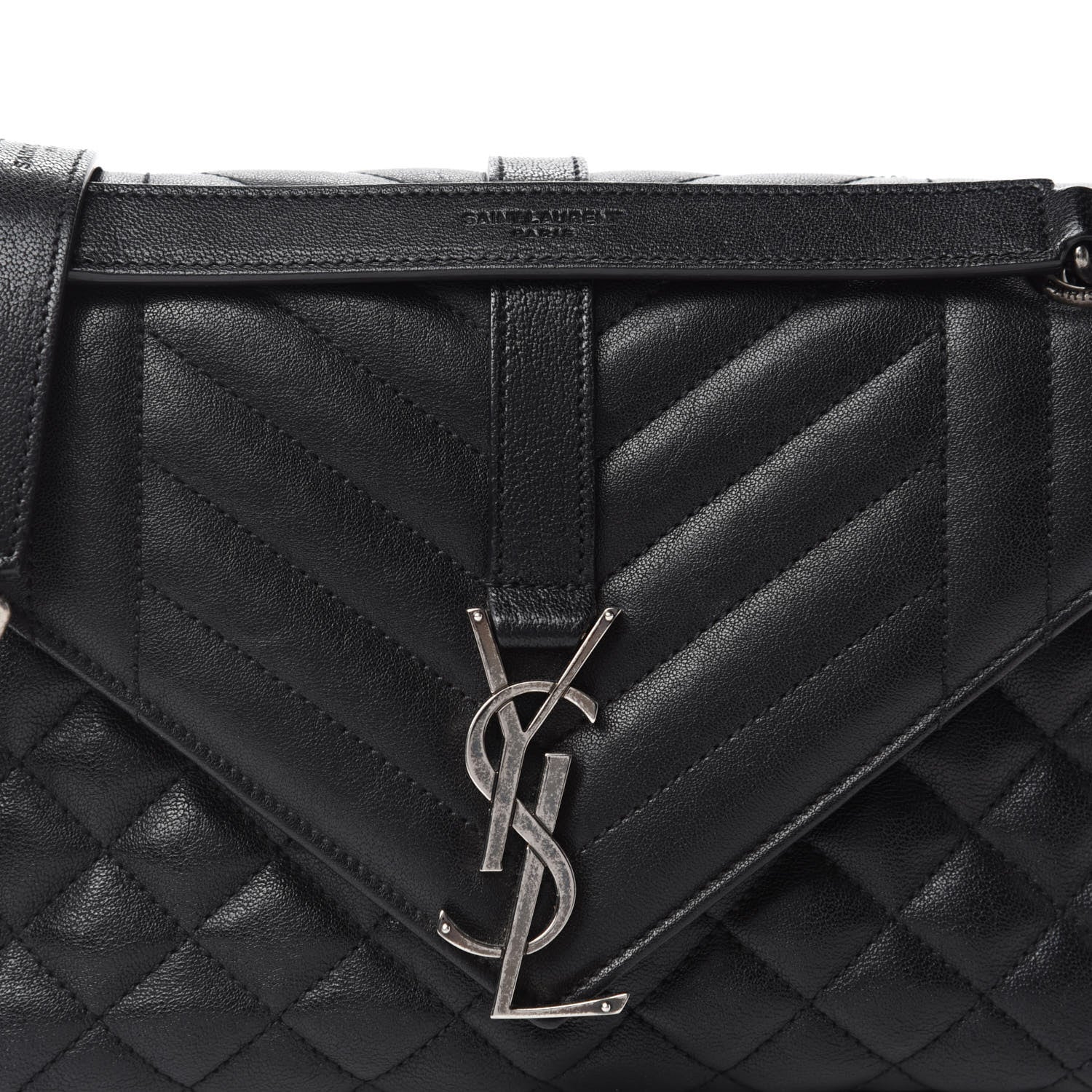 Saint Laurent Sheepskin Tri-Quilt Monogram Medium College Bag Black 12 of 12