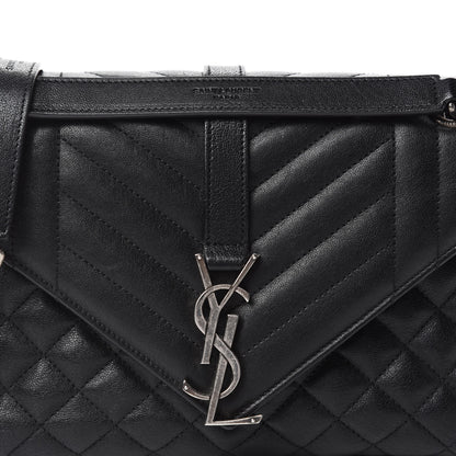 Saint Laurent Sheepskin Tri-Quilt Monogram Medium College Bag Black 12 of 12