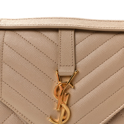 Saint Laurent Grain De Poudre Textured Mixed Matelasse Medium Triquilt Monogram Satchel Dark Beige 7 of 9