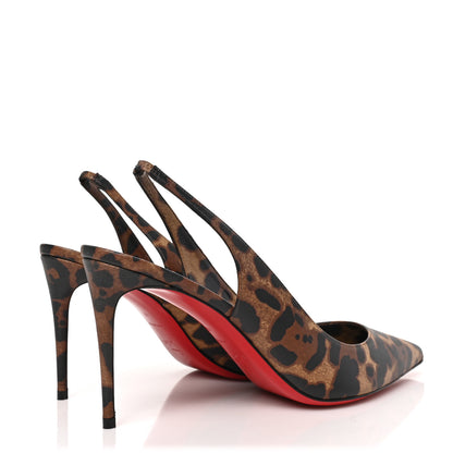 Christian Louboutin Calfskin Leopard Kate Slingback 85 Pumps 41 Brown 4 of 8