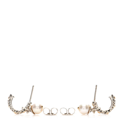 John Hardy Sterling Silver 18K Yellow Gold Pearl Jaisalmer Dot Hoop Earrings 3 of 4